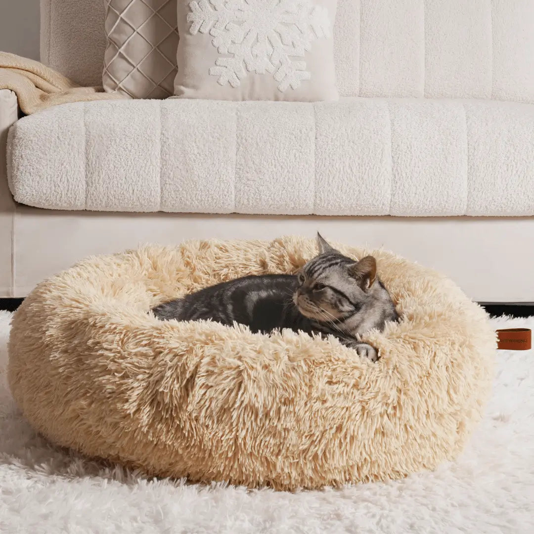 Cat bed in apricot color